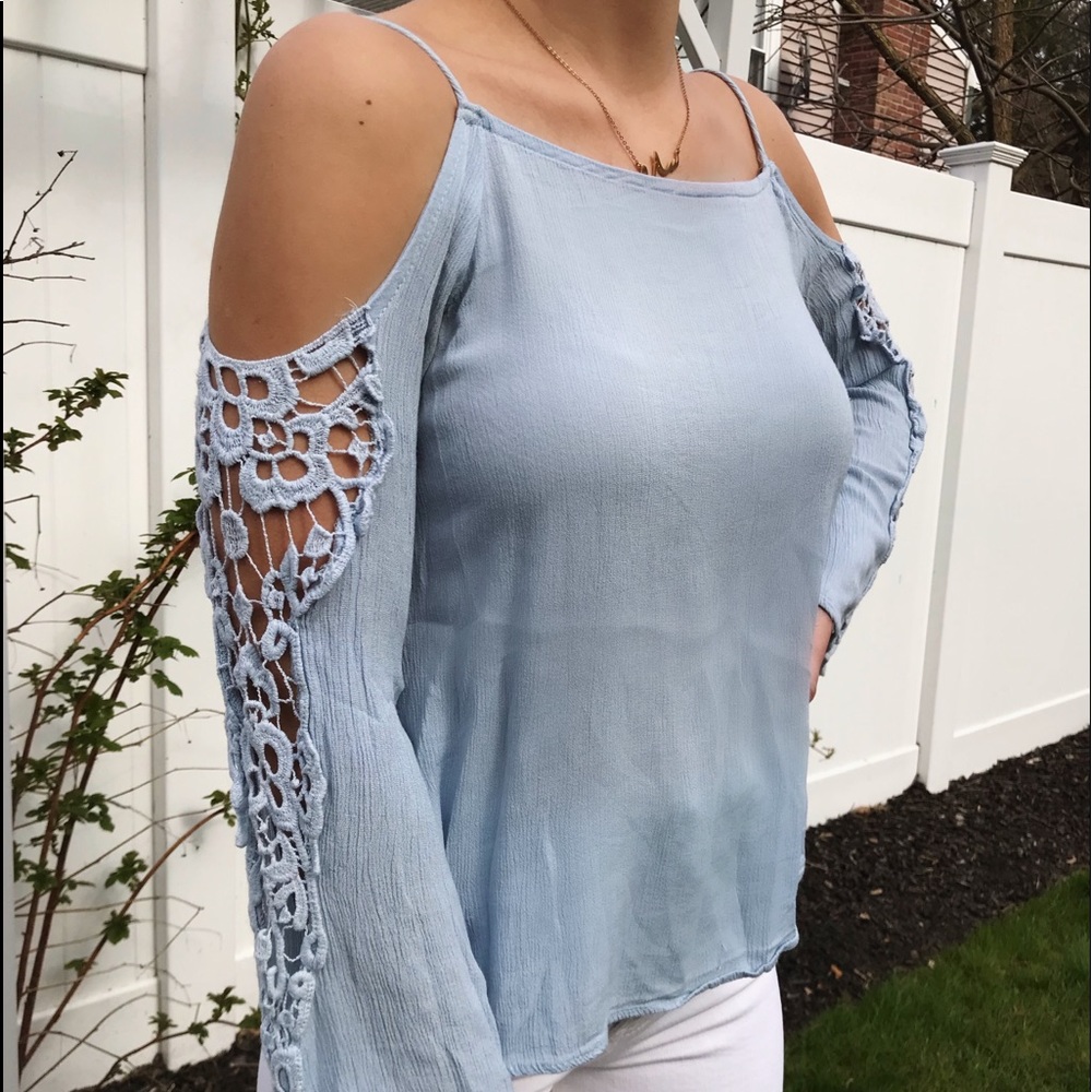 francesca’s open shoulder blouse